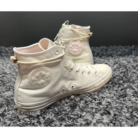 Converse Shoes Sneakers Mens Size 9 White‎ Ivory Pink Bottom Chuck Taylor