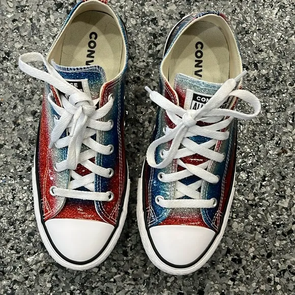 Converse sneakers Glitter Drip Glossy Logo Sneakers in Red and Blue Youth 4.5