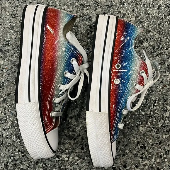 Converse sneakers Glitter Drip Glossy Logo Sneakers in Red and Blue Youth 4.5