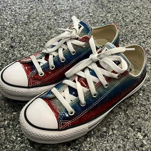 Converse sneakers Glitter Drip Glossy Logo Sneakers in Red and Blue Youth 4.5