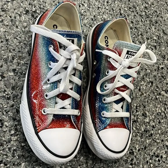 Converse sneakers Glitter Drip Glossy Logo Sneakers in Red and Blue Youth 4.5