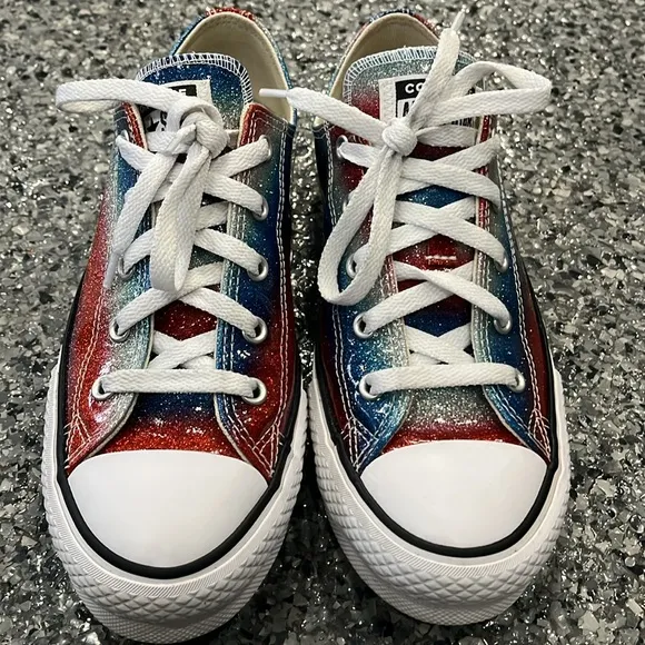 Converse sneakers Glitter Drip Glossy Logo Sneakers in Red and Blue Youth 4.5