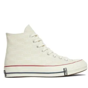 CONVERSE X KITH Unisex Chuck 70 Hi Sneakers, Natural, M 7.5 W 9.5 White Monogram