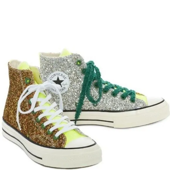Converse X JW Anderson Gold &amp; Silver Glitter Sneakers Sz 11 US Mens 13 US Womens