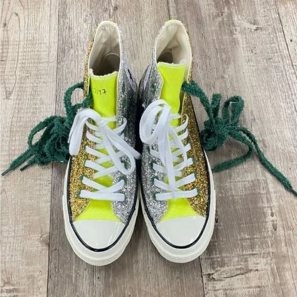 Converse X JW Anderson Gold &amp; Silver Glitter Sneakers Sz 11 US Mens 13 US Womens