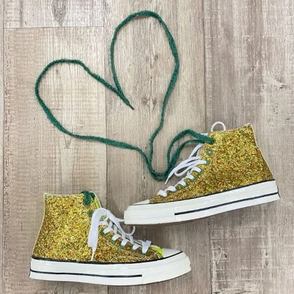 Converse X JW Anderson Gold &amp; Silver Glitter Sneakers Sz 11 US Mens 13 US Womens