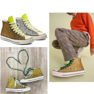 Converse X JW Anderson Gold &amp; Silver Glitter Sneakers Sz 11 US Mens 13 US Womens