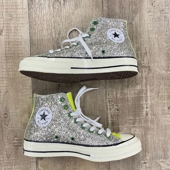 Converse X JW Anderson Gold &amp; Silver Glitter Sneakers Sz 11 US Mens 13 US Womens