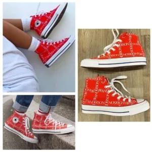 Converse X JW Anderson Red Logo High Top Sneakers Size 7.5 US Womens 5.5 US Mens