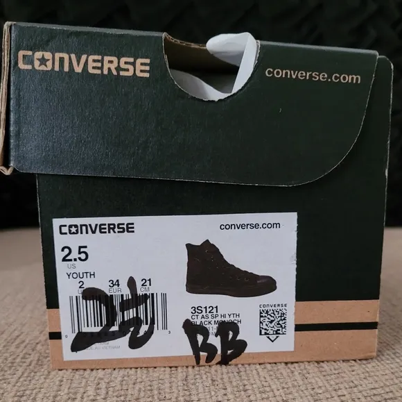 CONVERSE YOUTH UNISEX BLACK MONOCHROME HI TOP SNEAKERS
