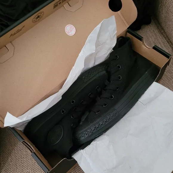 CONVERSE YOUTH UNISEX BLACK MONOCHROME HI TOP SNEAKERS