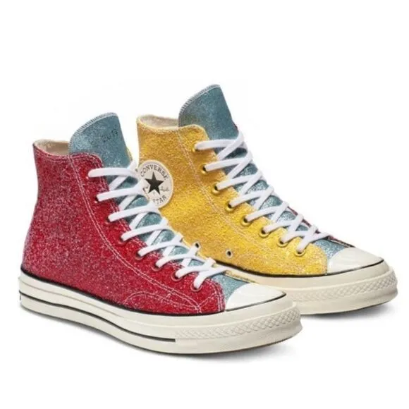 Converse X JW Anderson Red &amp; Yellow Glitter Sneakers Sz 13 US Mens 15 US Womens