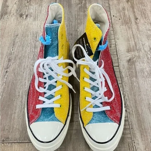 Converse X JW Anderson Red &amp; Yellow Glitter Sneakers Sz 13 US Mens 15 US Womens