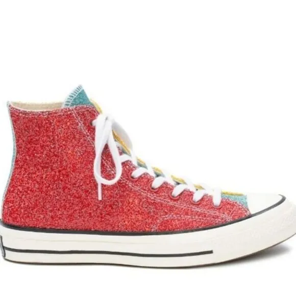 Converse X JW Anderson Red &amp; Yellow Glitter Sneakers Sz 13 US Mens 15 US Womens