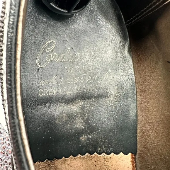 Cordwainer Wright Dress Shoes Men 7.5 D Black Leather Longwing &amp; Wingtip Lace Up