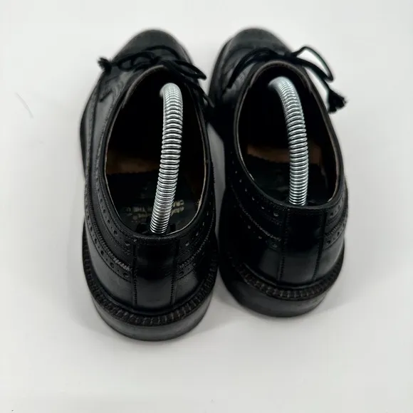 Cordwainer Wright Dress Shoes Men 7.5 D Black Leather Longwing &amp; Wingtip Lace Up