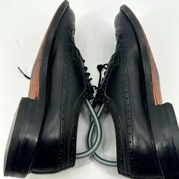 Cordwainer Wright Dress Shoes Men 7.5 D Black Leather Longwing &amp; Wingtip Lace Up
