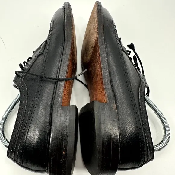 Cordwainer Wright Dress Shoes Men 7.5 D Black Leather Longwing &amp; Wingtip Lace Up