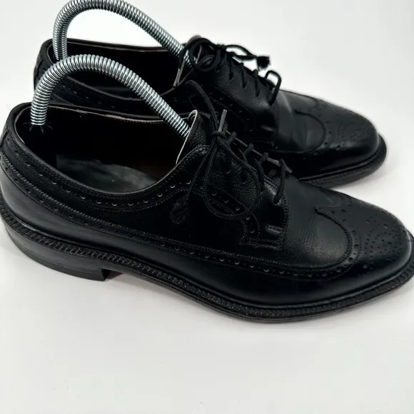 Cordwainer Wright Dress Shoes Men 7.5 D Black Leather Longwing &amp; Wingtip Lace Up