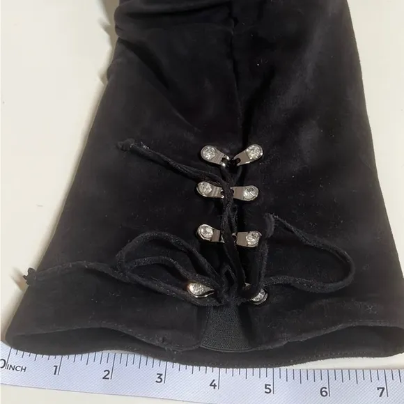 Corset Tie Black Suede Boots from Fredericks of Hollywood Size US 8.5