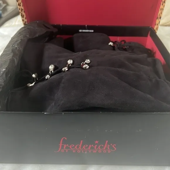 Corset Tie Black Suede Boots from Fredericks of Hollywood Size US 8.5