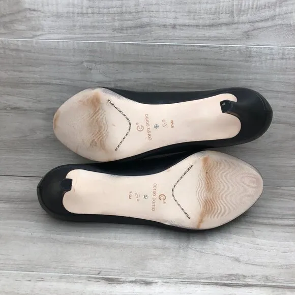 Corso Como Heels Womens 9.5M Lara Black Leather Slip On Pump Shoes