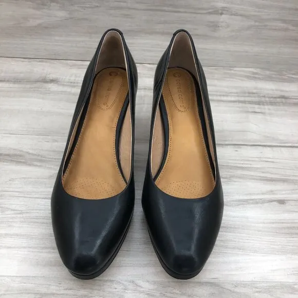 Corso Como Heels Womens 9.5M Lara Black Leather Slip On Pump Shoes