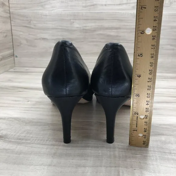 Corso Como Heels Womens 9.5M Lara Black Leather Slip On Pump Shoes