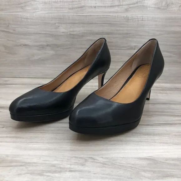 Corso Como Heels Womens 9.5M Lara Black Leather Slip On Pump Shoes