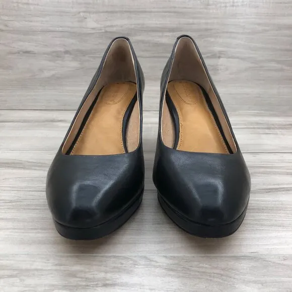 Corso Como Heels Womens 9.5M Lara Black Leather Slip On Pump Shoes