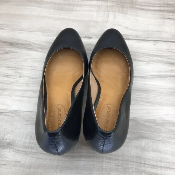 Corso Como Heels Womens 9.5M Lara Black Leather Slip On Pump Shoes
