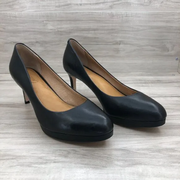 Corso Como Heels Womens 9.5M Lara Black Leather Slip On Pump Shoes