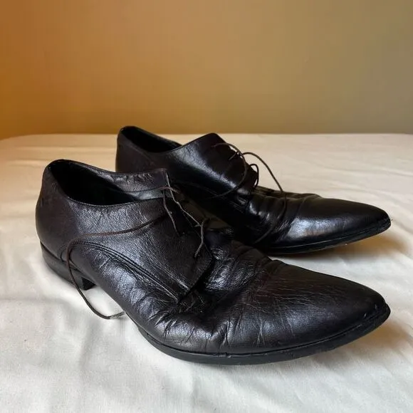 Costume National Tan Leather Dress Shoes 2 Pairs  Lace Up Pointed Toe Mens 7.5