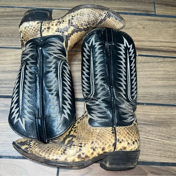 Cowtown Cowboy Boots Mens 11 Python Snakeskin Rattlesnake Western USA