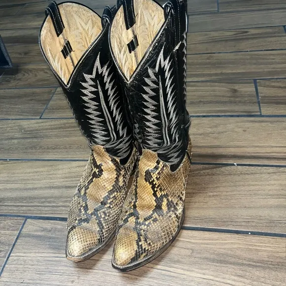Cowtown Cowboy Boots Mens 11 Python Snakeskin Rattlesnake Western USA