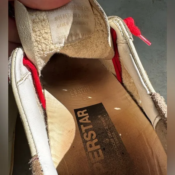 Cream Golden Goose Sneakers with red laces