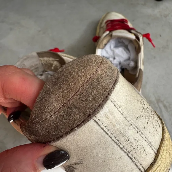 Cream Golden Goose Sneakers with red laces