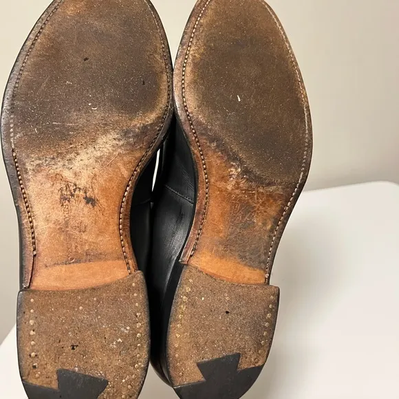Crockett &amp; Jones Eaton Black Leather Shoes Penny Loafers Mens UK 8.5 E US 9.5