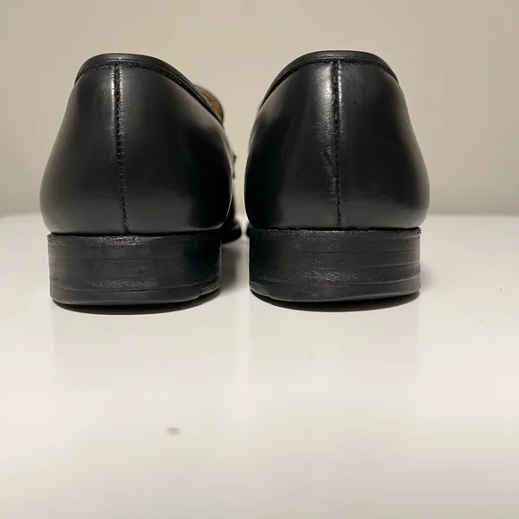 Crockett &amp; Jones Eaton Black Leather Shoes Penny Loafers Mens UK 8.5 E US 9.5