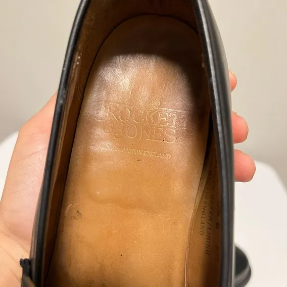 Crockett &amp; Jones Eaton Black Leather Shoes Penny Loafers Mens UK 8.5 E US 9.5