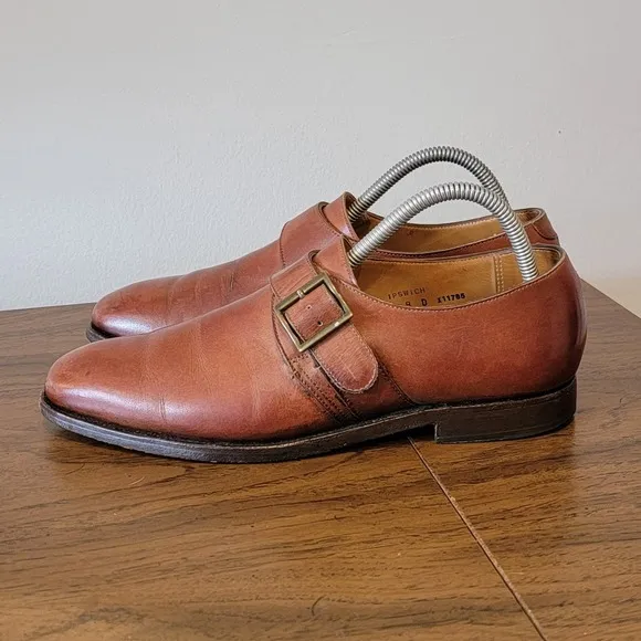 Crockett &amp; Jones For Barneys NY Ipswich Brown Monk Strap Leather Shoes Mens 8 D‎