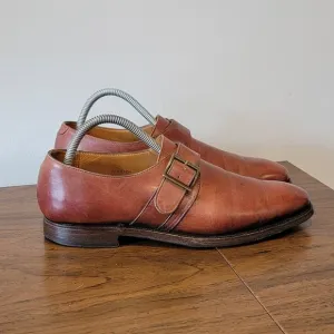 Crockett &amp; Jones For Barneys NY Ipswich Brown Monk Strap Leather Shoes Mens 8 D‎