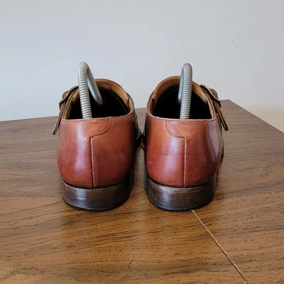 Crockett &amp; Jones For Barneys NY Ipswich Brown Monk Strap Leather Shoes Mens 8 D‎