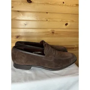 Crockett &amp; Jones Made in England Marston Brown Suede Leather Loafers Size 10