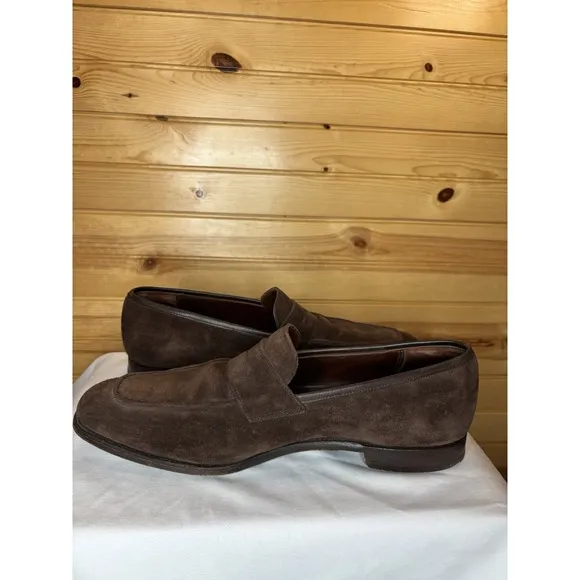 Crockett &amp; Jones Made in England Marston Brown Suede Leather Loafers Size 10