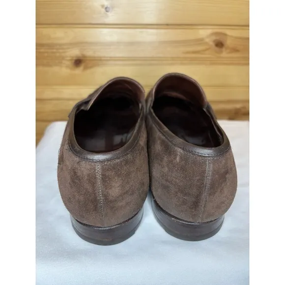 Crockett &amp; Jones Made in England Marston Brown Suede Leather Loafers Size 10