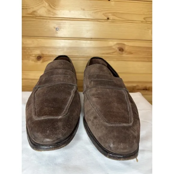 Crockett &amp; Jones Made in England Marston Brown Suede Leather Loafers Size 10