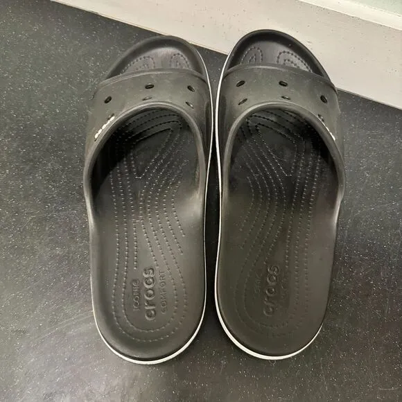 Crocs Bayaband Slides Men 12 Black Sandals Athletic Recovery Shower New