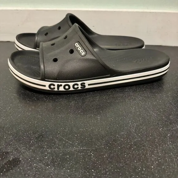 Crocs Bayaband Slides Men 12 Black Sandals Athletic Recovery Shower New