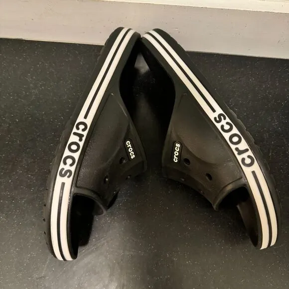 Crocs Bayaband Slides Men 12 Black Sandals Athletic Recovery Shower New